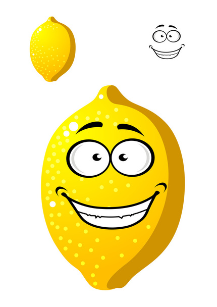 Feliz caricatura amarilla sonriente limón fruta
 - Vector, imagen