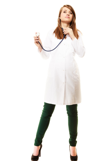 Woman doctor in lab coat with stethoscope - Фото, зображення