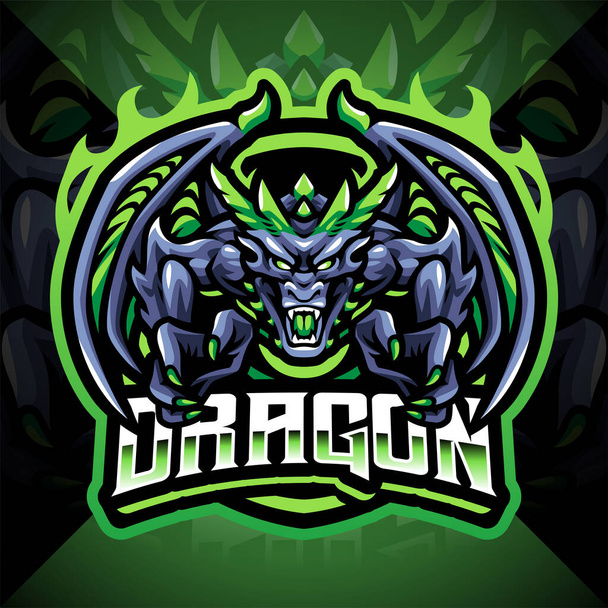 Dragon esport maskotti logo suunnittelu - Vektori, kuva