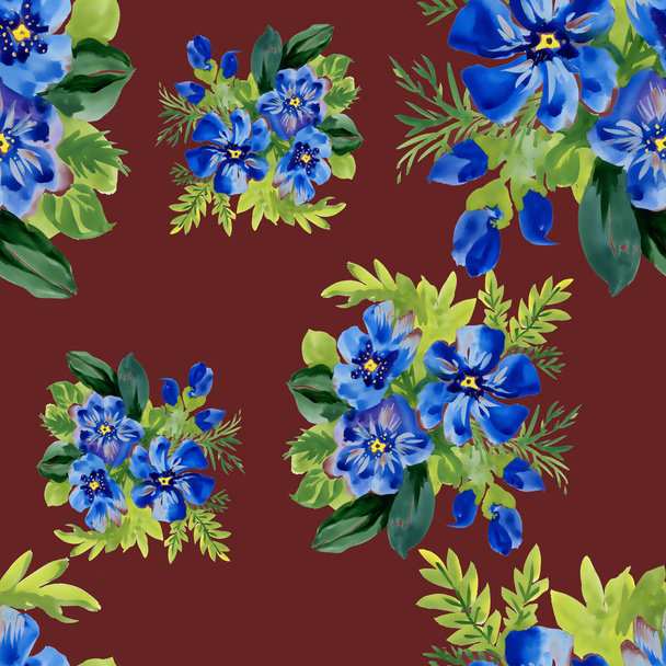 Periwinkle flowers pattern - 写真・画像