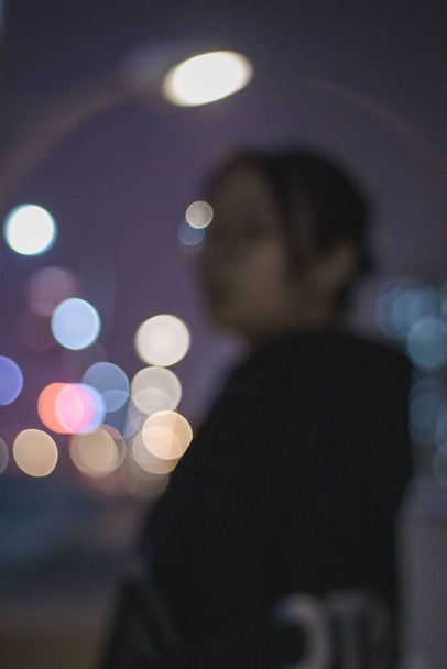 blurred background of people at night - Fotoğraf, Görsel