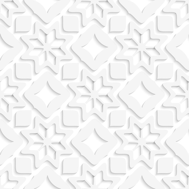 λευκά νιφάδες χιονιού και λευκά τετράγωνα άνευ ραφής - Διάνυσμα, εικόνα