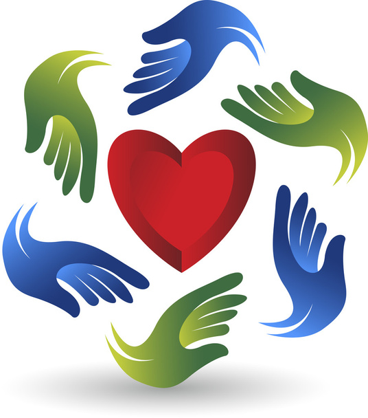 Hands heart logo - Vector, Imagen