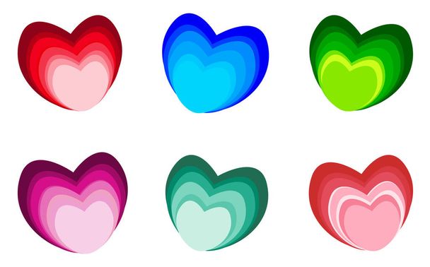 Colorful layered heart set. Vector illustration - Vector, Image