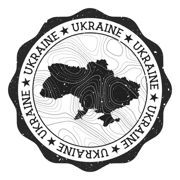 Ukraine outdoor stamp Round sticker with map of country with topographic isolines Vector - Вектор, зображення