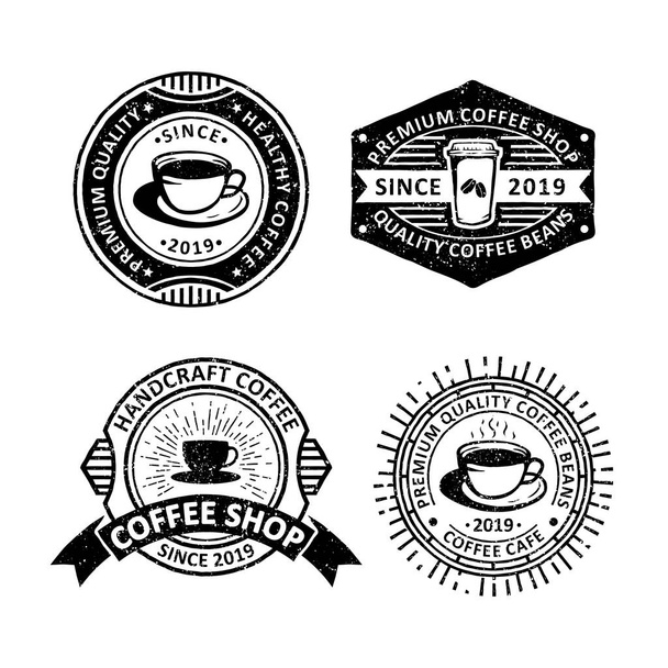 Set of vintage coffee badges labels, emblems and logo - Vettoriali, immagini