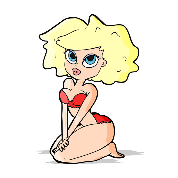 cartoon woman wearing bikini - ベクター画像