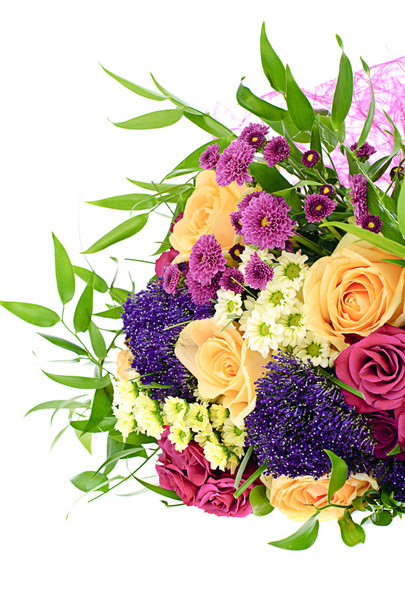 Цветочный букет цветов на белом фоне
 - Фото, изображение