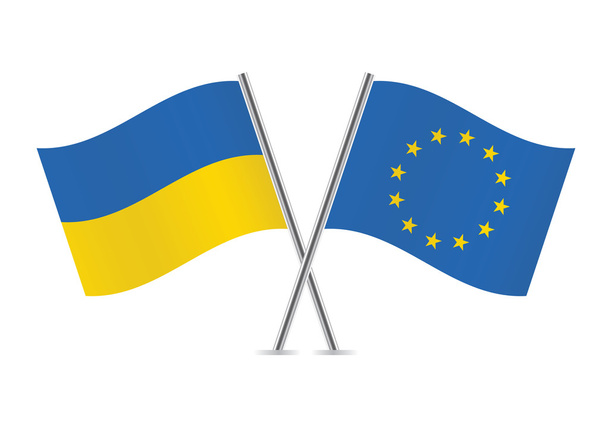 European Union and Ukraine flags. Vector illustration. - Vektor, kép
