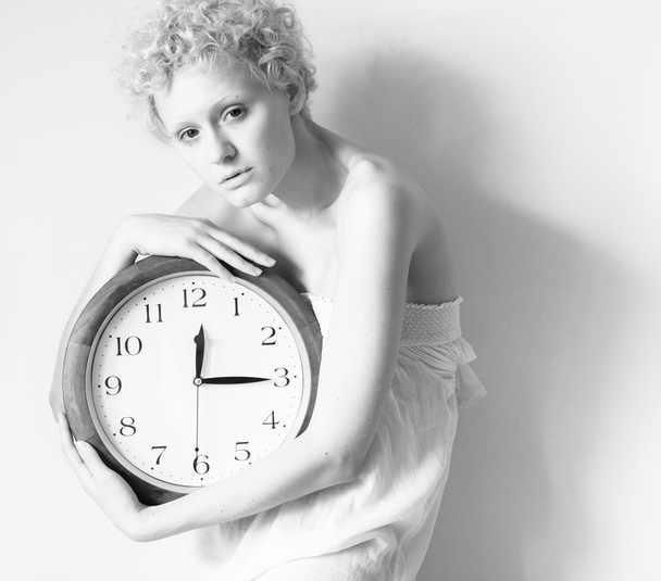Woman with big clock - Photo, Image