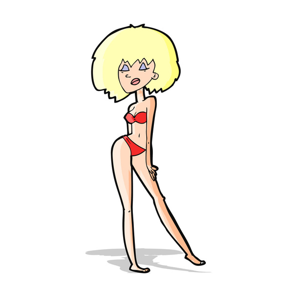 cartoon woman in bikini - Vector, Image
