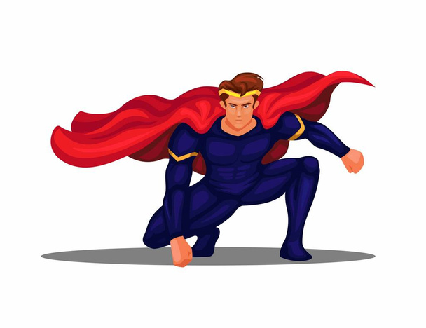 superhero landing pose character illustration vector - Vecteur, image