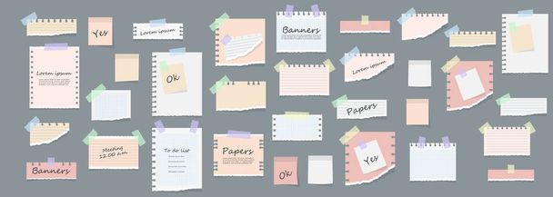 Sticky notes, memo messages, torn paper sheets. - Vector, Image