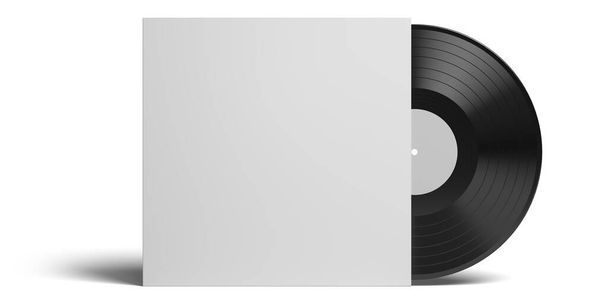 Vinyl record in cardboard cover mock up isolated on white background. Template for your design. 3d illustration - Fotó, kép