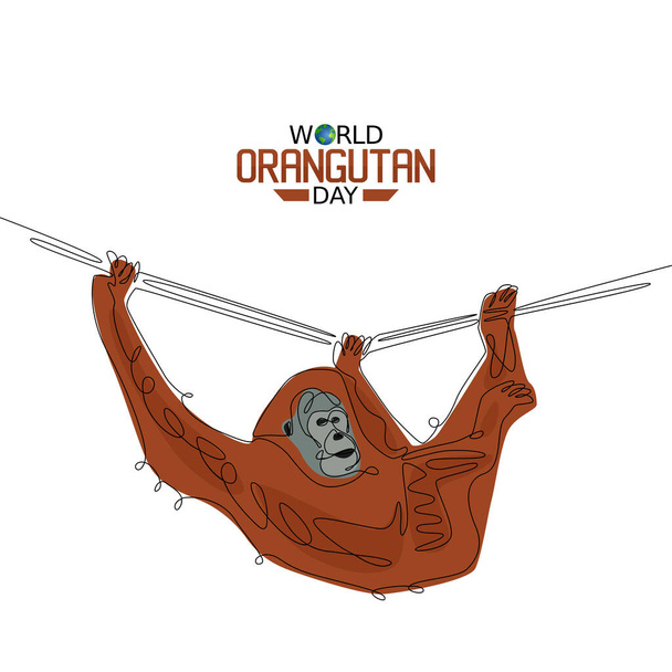 Dünya Orangutan Günü 'nün vektör grafiği orangutan günü kutlamaları için iyidir. düz dizayn. İlan tasarımı. Düz illüstrasyon. - Vektör, Görsel