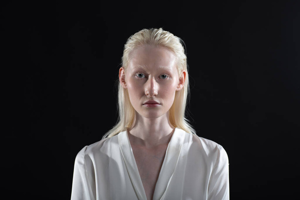 Close up portrait of caucasian albino blonde woman - Фото, изображение