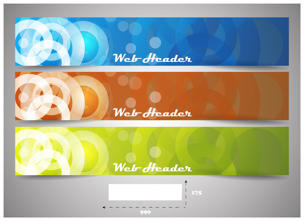 Веб-заголовки с точными размерами, набором векторных баннеров
 - Вектор,изображение