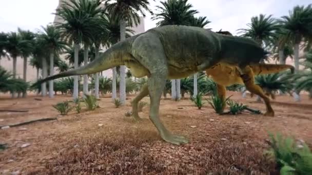 σκηνή δύο δεινόσαυροι, 3D εικονογράφηση - Πλάνα, βίντεο