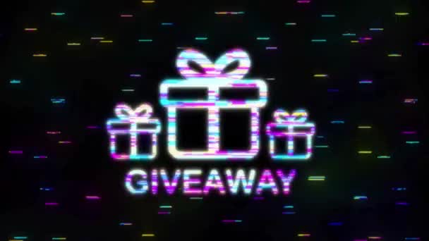 Gift box icon glitch effect design template. Giveaway. Typography design. Post box. Motion graphics. - Footage, Video