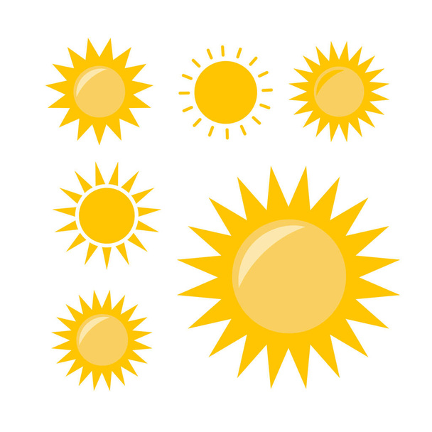 Auringon kuvake. Auringonpaiste eristetty. Auringon logo - Vektori, kuva