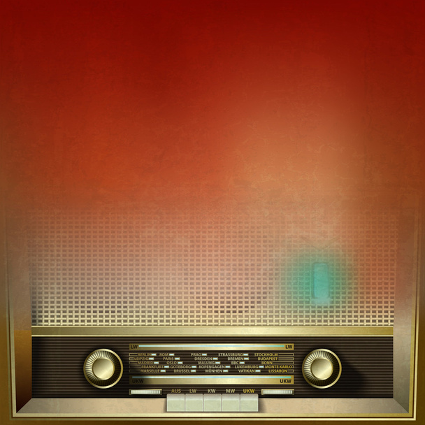 abstract grunge background with retro radio - Διάνυσμα, εικόνα