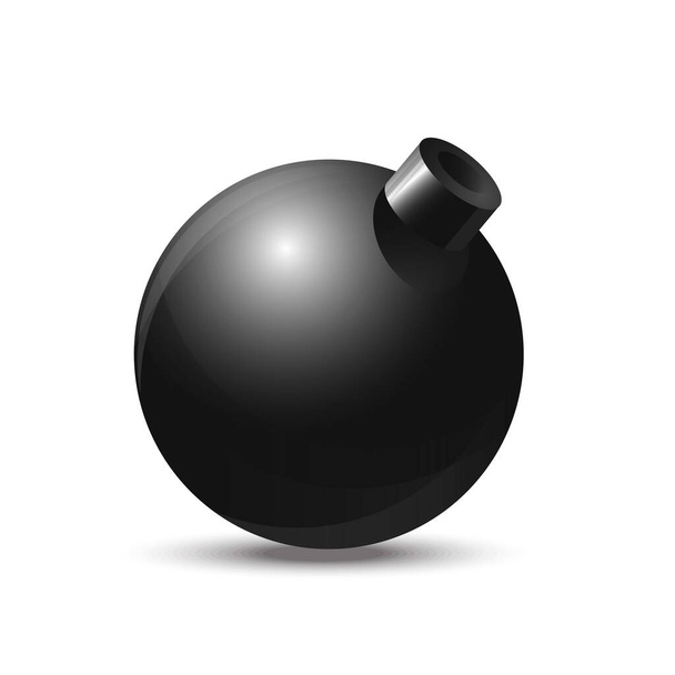 Realictic Vektor schwarze Bombe auf weißem Hintergrund - Vektor, Bild