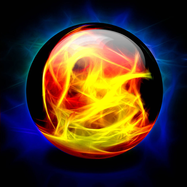 Crystal Ball Fire. 3D rendering - Foto, imagen