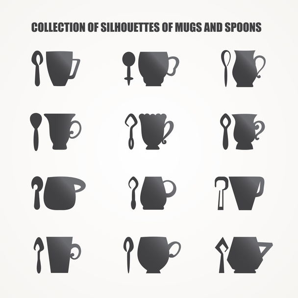 Mugs and spoons - Vector, Image