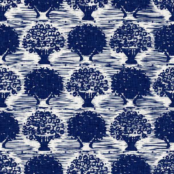 İndigo boyalı kumaş desenli doku. Kusursuz tekstil kumaş boyası baskıya dayanıklıdır. Japon kimono bloğu baskısı. Yüksek çözünürlüklü batik etkisi tekrarlanabilir kumaş parçası.  - Fotoğraf, Görsel