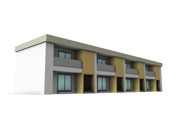 Maisonette típusú lakás. Építészeti modell. Épületek és ingatlanok. Fehér háttér. 3D renderelés.  - Fotó, kép