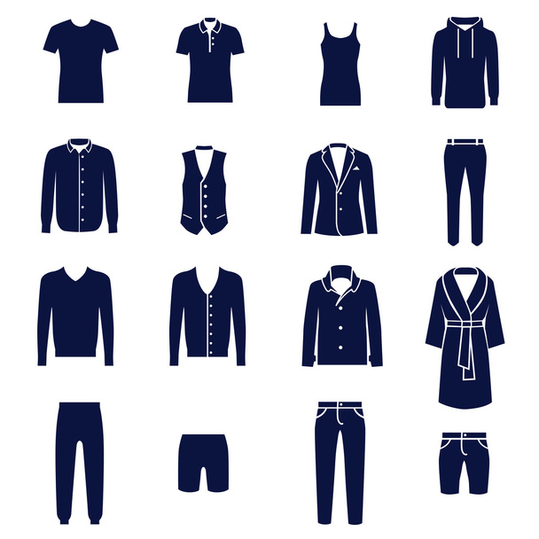 Diferentes tipos de ropa de hombre
 - Vector, imagen
