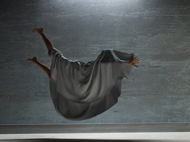Action girl with cloth. 3D rendering - Fotó, kép
