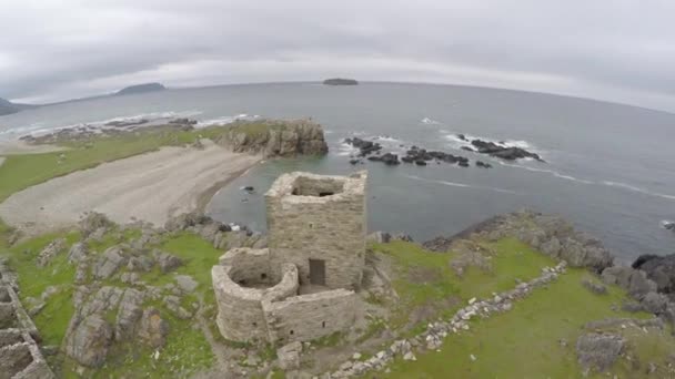 Aerial Video Carrickabraghy Castle Doagh County Donegal Ireland  - Záběry, video