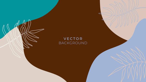Abstract trendy universal artistic background templates with floral, leaves, organic, hand drawn, and lines. Good for cover, invitation, banner, placard, brochure, poster, card, flyer and other - Vektor, Bild