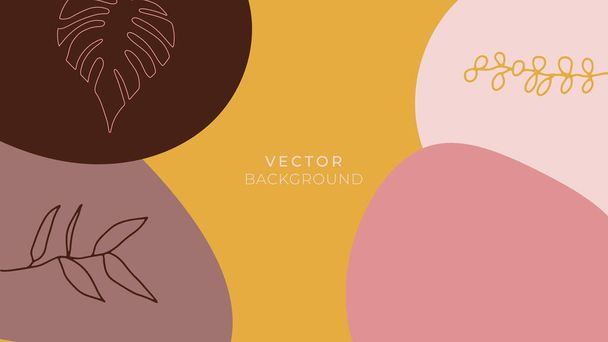 Abstract trendy universal artistic background templates with floral, leaves, organic, hand drawn, and lines. Good for cover, invitation, banner, placard, brochure, poster, card, flyer and other - Vector, Image