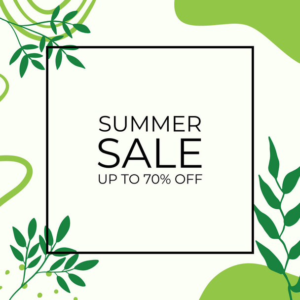 Summer sale banner design with tropical leaves background. Floral background vector. Palm leaves, monstera leaf, botanical background design for wall framed prints, wall art, invitation, poster - Vector, afbeelding
