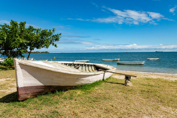 Fishing boat at Bain des Dames,  fishing spot found near Cassis in Port Louis, Mauritius. - Photo, Image