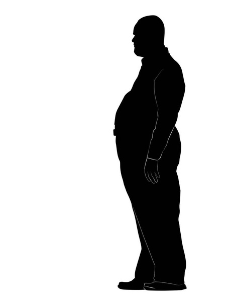 Silhouette des dicken Mannes isoliert auf weißem Hintergrund - Vektor, Bild
