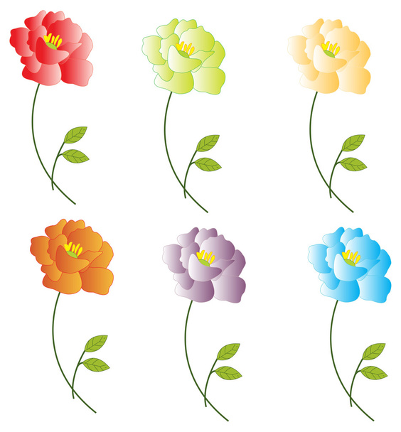 花のセット - ベクター画像