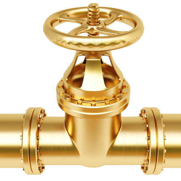 Golden pipe with tap - Foto, Imagen