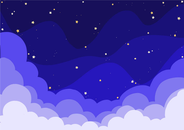 Gece gökyüzünde bulut ve yıldız gece kutlama partisi, rüya ve uzay konsepti dekorasyonu için arka plan. - Vektör, Görsel