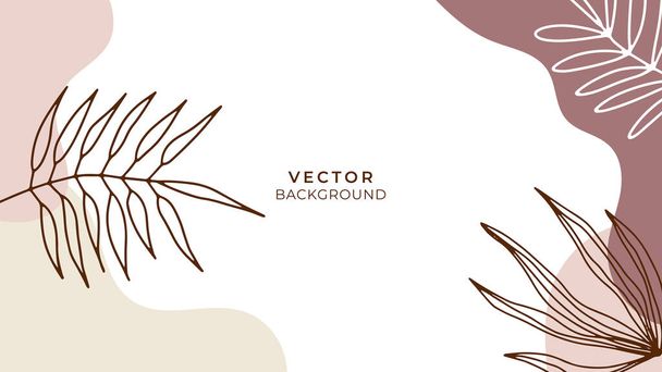 Abstract trendy universal artistic background templates with floral, leaves, organic, hand drawn, and lines. Good for cover, invitation, banner, placard, brochure, poster, card, flyer and other - Vector, Image