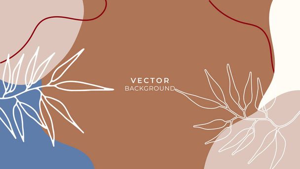 Organic background with earth tone floral and geometric elements. For social media posts, mobile apps, banners design and web or internet ads. Fashion boho background - Vektor, kép
