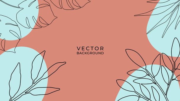 Organic background with earth tone foliage line art floral and geometric elements. For social media posts, mobile apps, banners design and web or internet ads. Fashion boho background - Vector, imagen