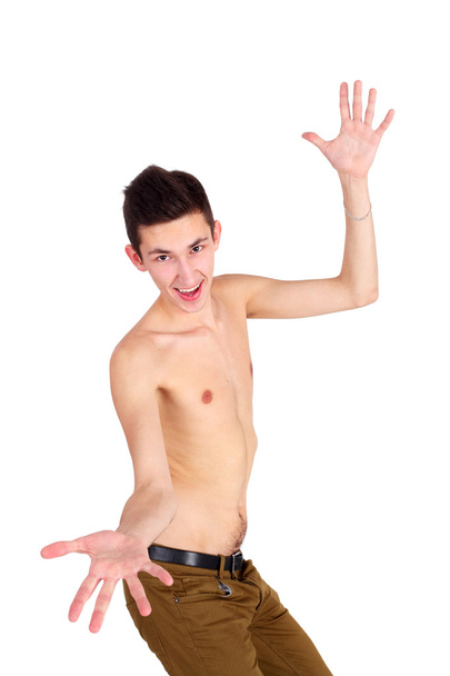 Emotional guy with the naked torso - Foto, Imagem