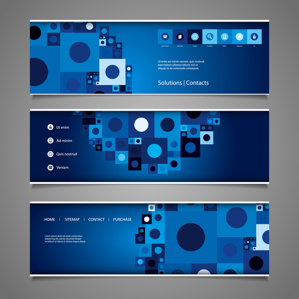 Web Design Elements - Abstract Retro Styled Header Designs with Tiles - Vecteur, image