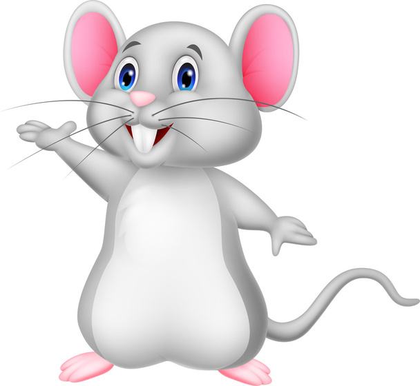lindo ratón de dibujos animados ondeando
 - Vector, Imagen