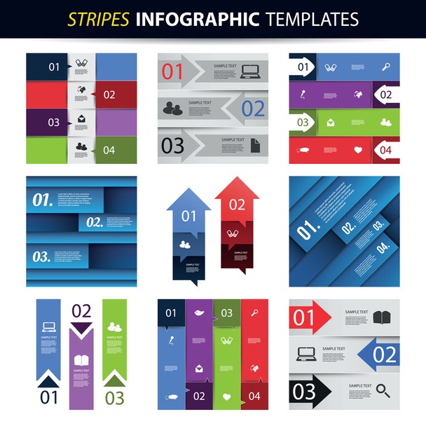 Colorful Set of Infographic Design Templates - Banners, Charts, Arrows - Vecteur, image