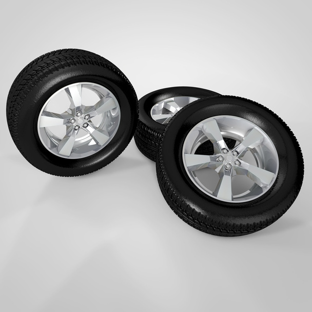 Cerchi e pneumatici di rendering 3d
 - Foto, immagini
