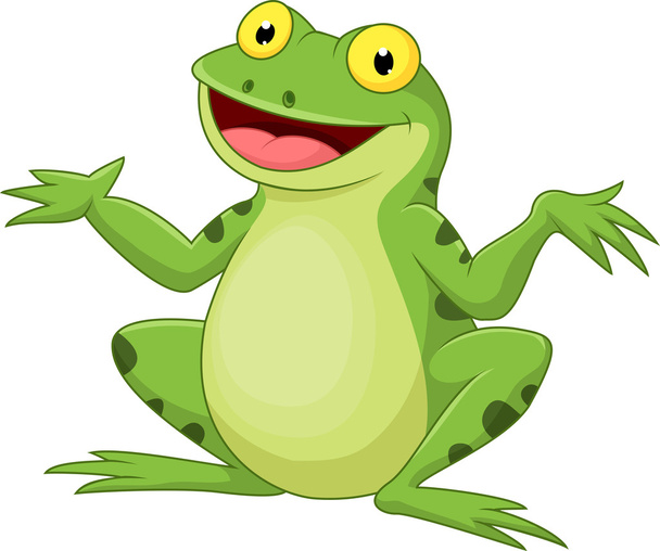 Funny cartoon green frog - Vector, Image
